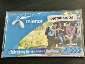 ヤンゴン国際空港で購入したtelenorのSIMカード